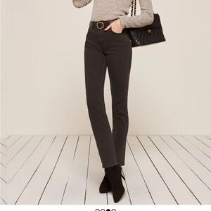 REFORMATION Liza High Straight Jean Black Organic Cotton Sz 14